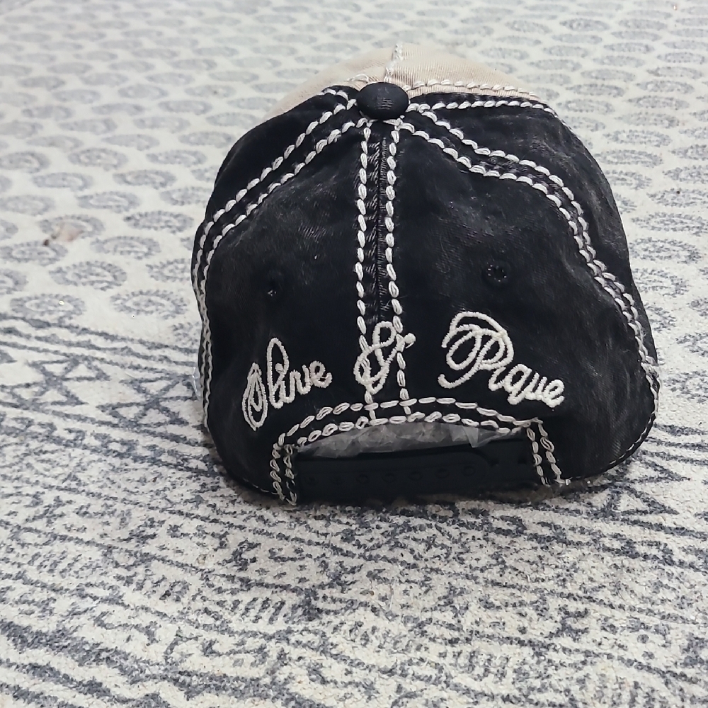 Embellished Crystal Accent Beige Baseball Cap - Women - Picture 3 of 9